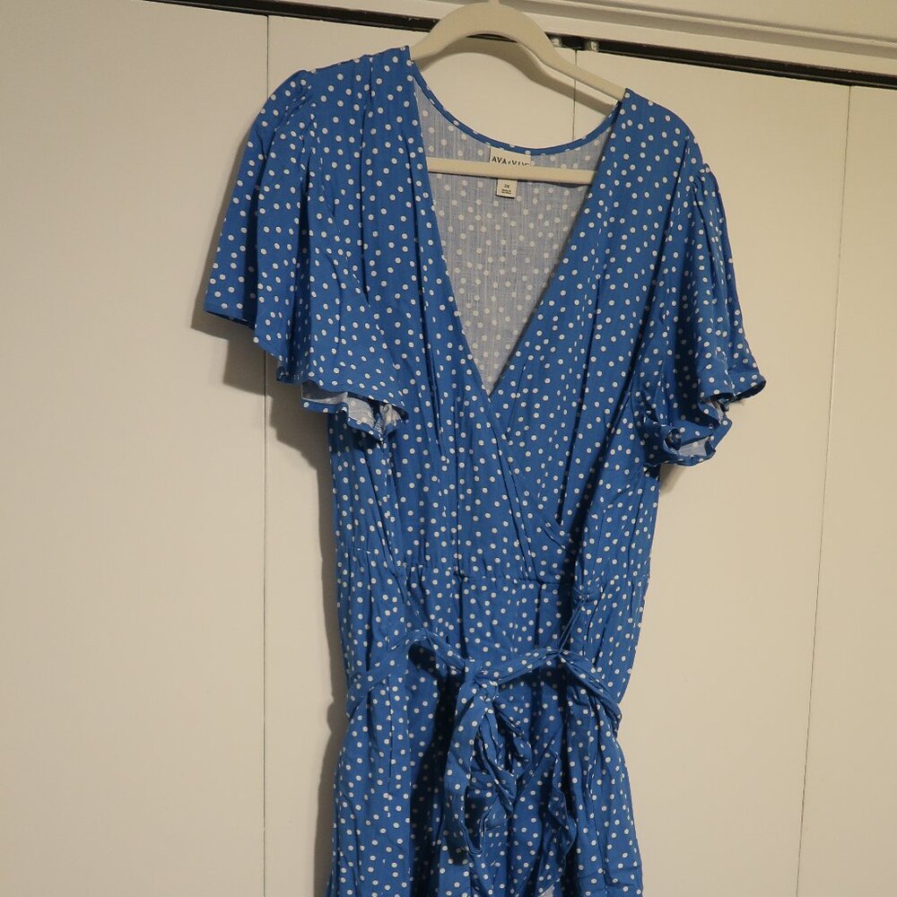 Ava and Viv Blue Polka Dot Dress